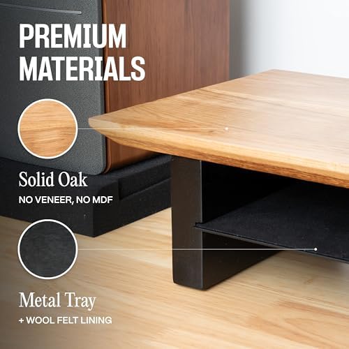 COREMINDED Solid Wood Dual Monitor Stand Riser, 42 Inch Oak Desk Shelf - Image 3