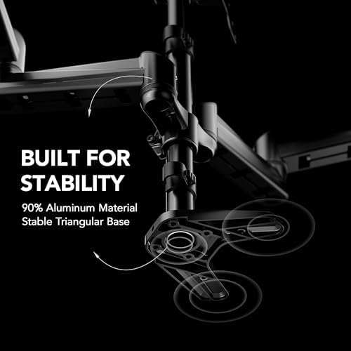 HUANUO Triple Monitor Mount for 17 to 32 inch Screens, Adjustment Gaming Triple Monitor Stand with Swivel, Tilt, Rotation, Clamp & Grommet Kit - Image 4