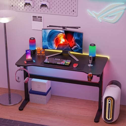 FDW 47 Inch Gaming Desk with Large Desktop Computer Desk Student PC Desk Extra Large Modern Ergonomic Racing Style Table Workstation for Adult Teens,Black - Image 2