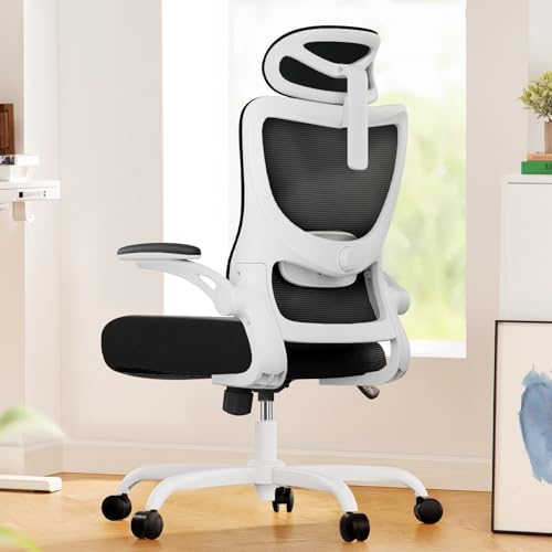Marsail Ergonomic Office Chair: Office Desk Chair with High Back Mesh and Adjustable Lumbar Support Rolling Work Swivel Task Chairs with Wheel 3D Armrests and Headrest by Marsail