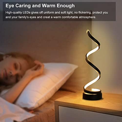 Modern Table Lamp Set of 2, Dimmable Spiral Desk Lamps for Bedside, 12W LED with 3 Color & 10 Brightness Levels, Perfect for Bedroom & Living Room (Black) - Image 6