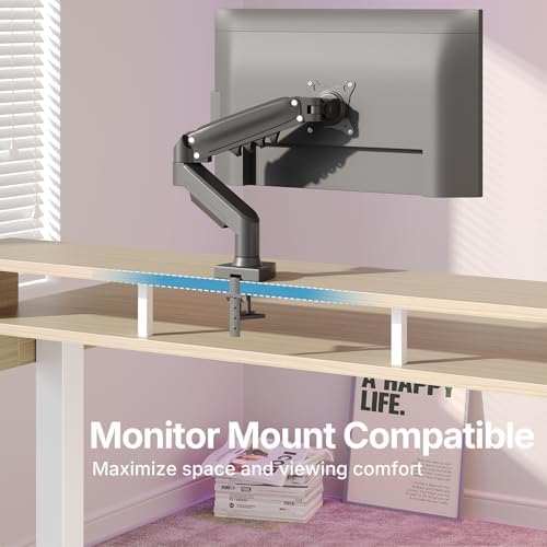 HUANUO 63″ x 26″ Electric Standing Desk with 2 Drawers &24.4″ Large Keyboard Tray, C-Clamp Mount Compatible, Adjustable Computer Desk for Office, Sit Stand Up Desk with 4 Height Presets, Light Walnut - Image 4