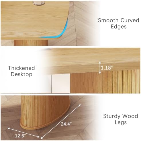 NSdirect Large Office Desk, 63" Oval Computer Desk for Home Office, Multi Purpose Executive Work Table, Farmhouse Writing Desk for Living Room (Natural) - Image 4