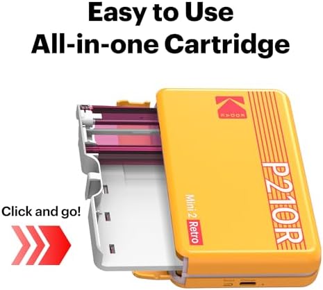 KODAK Mini 2 Retro 2x3 Portable Photo Printer, 4PASS, 98 Sheets, Yellow - Image 4