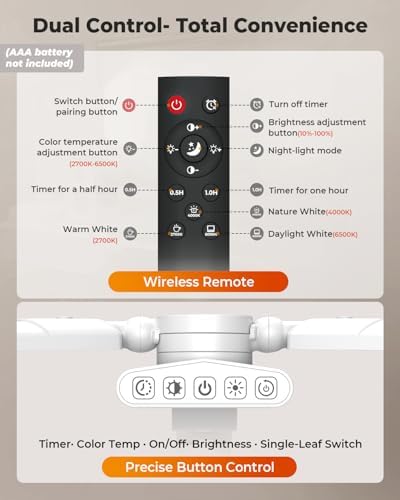 36W LED Desk Lamp with Clamp, Dual-Head Architect Lamp with Remote, White - Image 6
