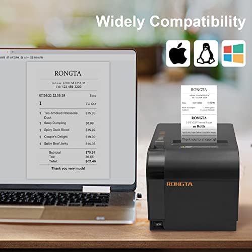 Rongta 80mm Thermal POS Receipt Printer Black - Image 3