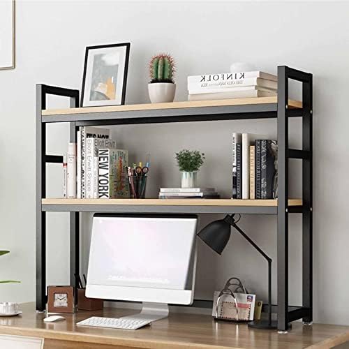Desk Shelf Organizer - Desktop Bookshelf Metal, Computer Desk Desktop Storage Rack, 2-tier Book Display Rack, Wrought Iron Desk Ornament Decorative Rack, Easy To Install ( Size : 55*32*90cm ) - Image 3