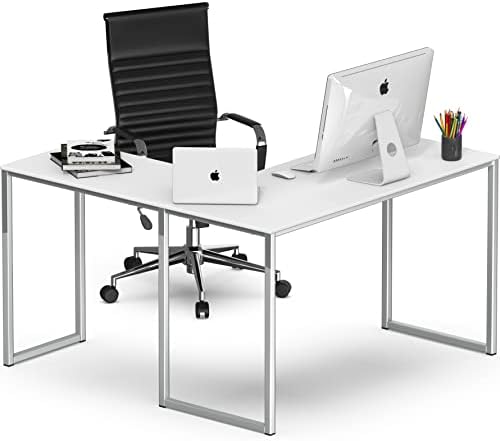 SHW Mission 48 x 48 L-Shape Home Office Computer Desk, White - Image 4