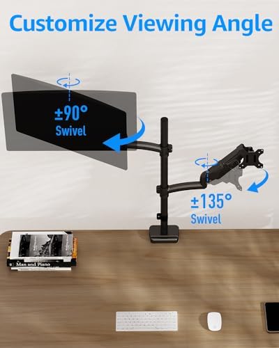 MOUNTUP Vertical Dual Monitor Mount Holds 4.4-17.6lbs, up to 32 Inch Stacked Monitor Mount with Gas Spring Arm with Clamp/Grommet Base, Dual Monitor Stand for Desk, For Home Office, VESA 75x75/100x100 - Image 5