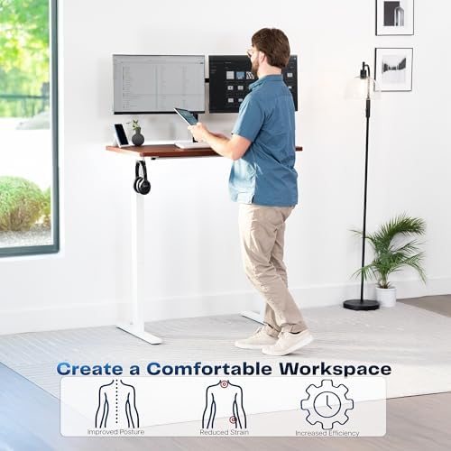 VIVO Dark Walnut 43 x 24 in Standing Desk, DESK-KIT-1W4D - Image 4