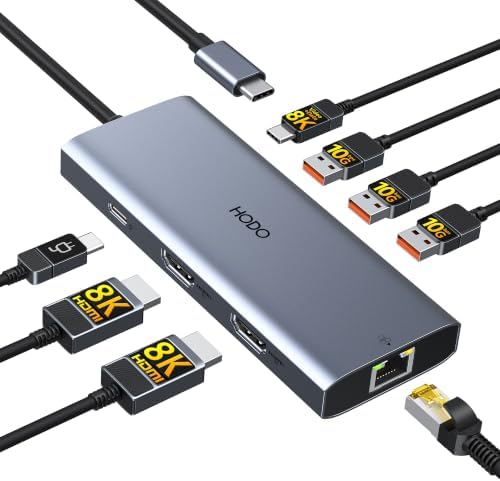 Laptop Docking Station 3 Monitor Triple 4K Display,USB C Hub with 2 HDMI 8K by HODO