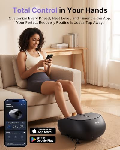 Shiatsu Foot Massager with UV Sterilization, Smart App, Heat, Deep Kneading Therapy, Air Compression, Timer, Remote Control, for Plantar Fasciitis, Neuropathy, Pain Relief, for Men Women Size up to 13 - Image 6