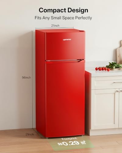 Upstreman 7.7 Cu Ft Refrigerator with Freezer Double Door Fridge - Image 2