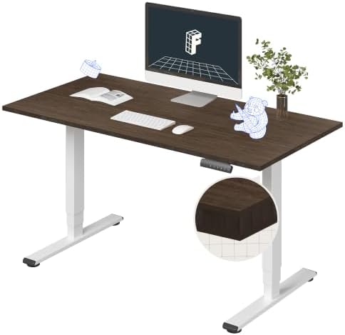 FLEXISPOT E6 Bamboo 3-Stage Dual Motor Electric Standing Desk 55 x 28 Sit Stand Up Desk, Holds 220 lbs, Adjustable Height w/Memory Presets, Solid Walnut Bamboo Desktop & White Frame, Ships in 2 Boxes by Unknown
