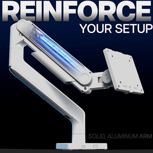 VIVO Heavy Duty Aluminum Ultrawide Monitor Tension Arm for up to 49 inch Screens, Holds 44 lbs, Premium Desk Mount Stand Designed for Samsung Odyssey G9 and More, White, STAND-V101VW - Image 4