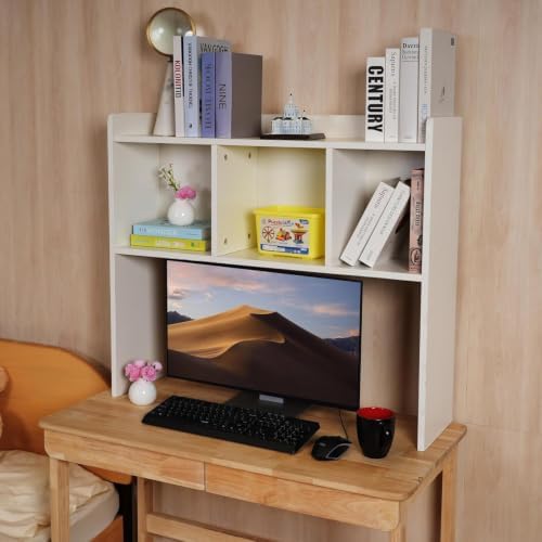 Desk Bookshelf for Computer Desk, 3 Tier Desk Shelves Desktop Organizer Shelf, Desk Hutch Organizer for Monitor & Printer, Space-Saving Tabletop Storage Shelving for Office Dorm Room, White - Image 6