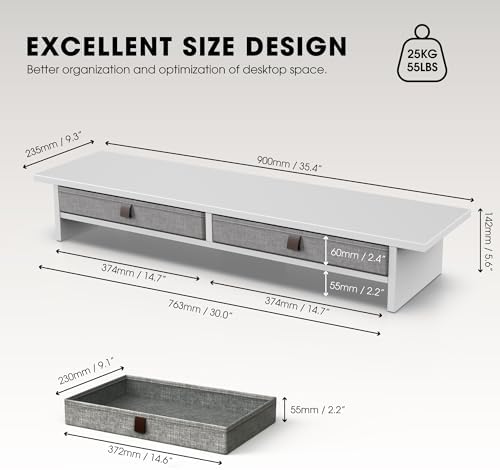 Fenge 35 Inch Monitor Stand with Drawer Storage, Computer Riser for Desk - Image 5