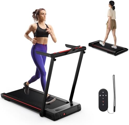 GYMAX Walking Pad Treadmill, 3 in 1 Folding Treadmill with Removable Desktop, Remote & 12 Preset Programs, 2.5 HP Under Desk Walking Pad Running Machine for Home Gym Exercise Workout by GYMAX