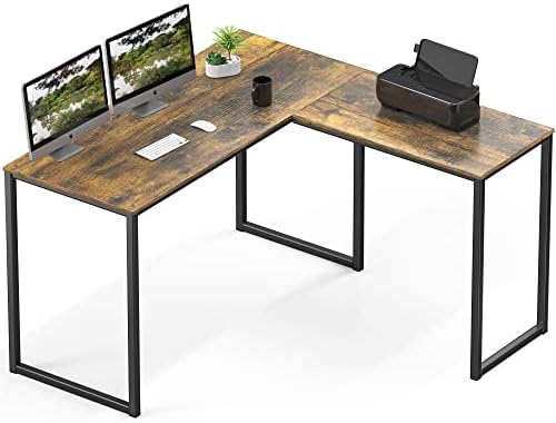 SHW Mission 48 x 48 L-Shape Home Office Computer Desk, Rustic Brown by SHW