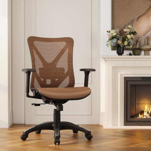 Ergonomic Office Chair, Mesh Computer Desk Chairs with BIFMA X5.1 Certified, Adjustable Lumbar Support, 3D Arm, Tilt Back, Wide Seat, Comfy Swivel Work Task Chair for Company and Home (Sunset Orange) - Image 2