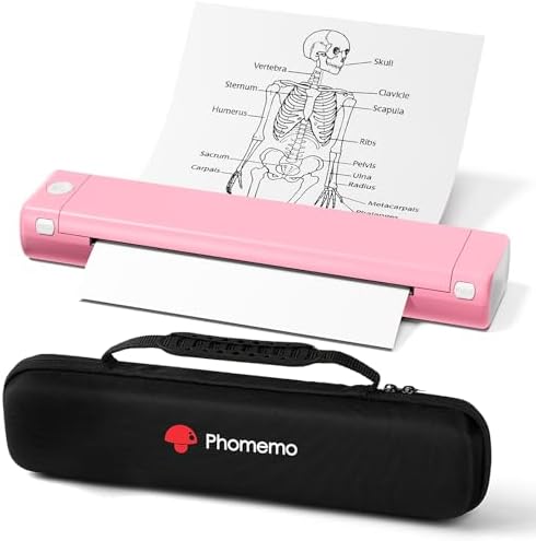 Phomemo Inkless Portable Printer for Travel - Wireless Thermal Printer Compatible with Phone & Laptop, Bluetooth Printers Supports 8.5" X 11" Letter Thermal Paper, Come with Carry Case by Phomemo