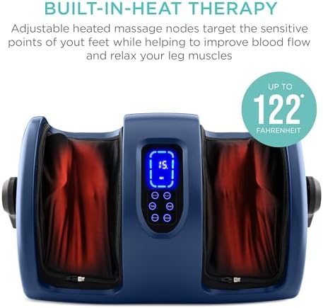 Best Choice Products Shiatsu Foot Massager with Heat for Plantar Fasciitis & Neuropathy, Kneading Foot & Calf Massager with Remote, 360° Adjustable Handle, Rolling & Compression Massage - Navy - Image 3