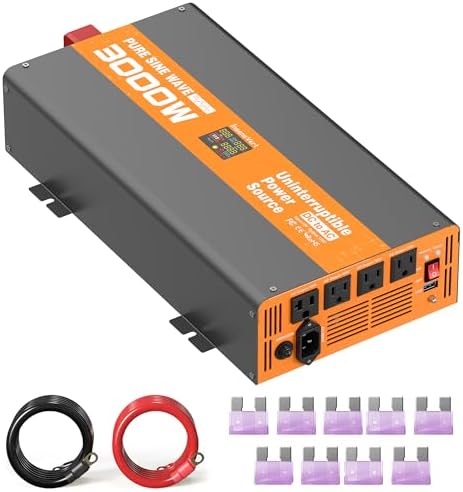 3000W Sump Pump Battery Backup, Emergency Pure Sine Wave Inverter Supply with LCD, 10ms Transfer & Intelligent Charging – Outage Protection by Unknown