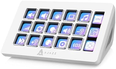 AJAZZ Macro Keypad Stream Controller Deck Gaming Streaming Shortcut Keyboard,15 Programmable Keys, LCD Side Screen,Suitable for YouTube Streaming, Office Desktop Configuration, Laptops, PCs and Macs. by AJAZZ