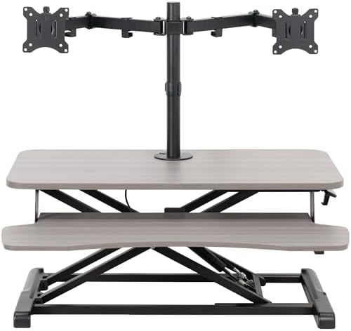 VIVO Gray 32 in Standing Desk Converter with Monitor Stand, DESK-V000K-M2G by VIVO