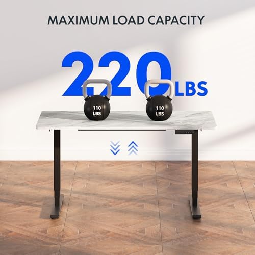 FLEXISPOT E6 3-Stage Dual Motor Electric Standing Desk 55 x 28 Sit Stand Up Desk, Holds 220 lbs, Adjustable Height w/Memory Presets, One-Piece Marble Grey Desktop & Black Frame, Ships in 2 Boxes - Image 3