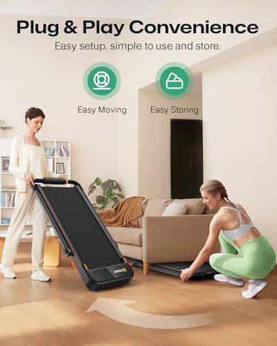 UREVO Strol 2E Smart 2-in-1 Folding Treadmill, Compact Walking Pad with Safety Handle, Plug and Play, Standing Desk Treadmill with Dual LED Display, Smart APP, Walking or Running for Home - Image 7