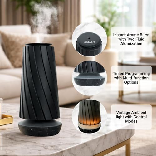 Black Pearl Smart Aroma Machine with Timer - Waterless Fragrance Oil Diffuser 100ml, Bluetooth and Manual Control, Whisper Quiet Operation, Rechargeable for Home, Office, Spa, and Hotel - Image 2