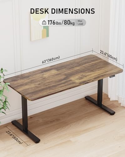 63" Large Electric Standing Desk Adjustable Height for Home Office - Image 3