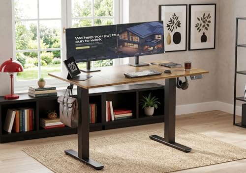 YDN Electric Standing Desk, 48x24 Inch, Rustic Brown - Image 2