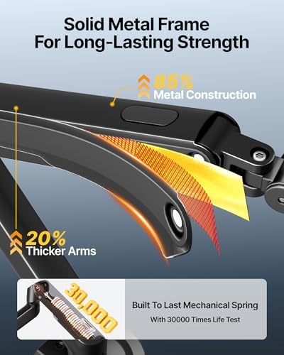 monTEK Single Monitor Arm, 17–32" Screen, Full Motion Adjustment,20 lbs - Image 2