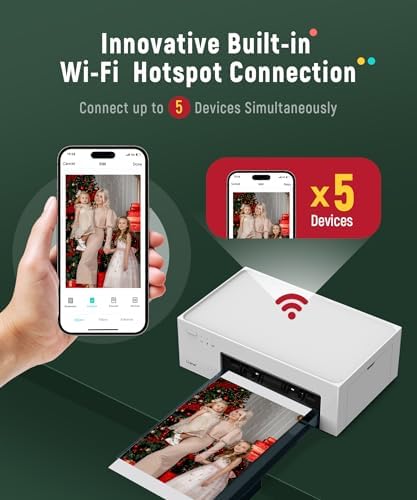 Liene M100 4x6'' Photo Printer Bundle (220 pcs +6 Ink Cartridges), Wi-Fi Picture Printer for iPhone, Android, Smartphone, Computer, Dye-Sublimation, Portable for Home Use - Image 5