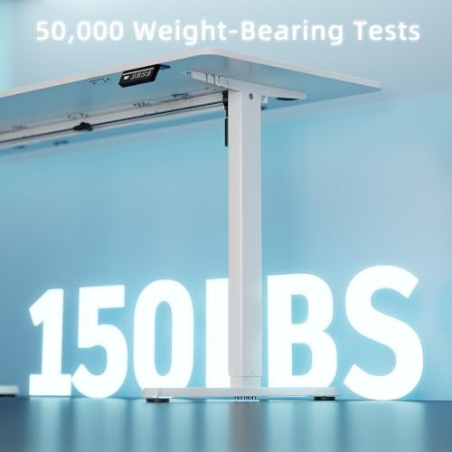 Shintenchi Standing Desk, 63x24 Inch Height Adjustable Electric Sit Stand up Desk, Ergonomic Rising Computer Table, Modern Lift Gaming Desk Workstation for Home Office, White - Image 7