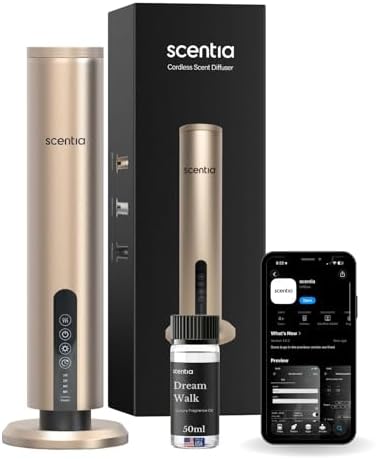 Wireless Waterless Cold-Air Scent Diffuser, App Control, 1500 Sq. Ft Gold by Scentia
