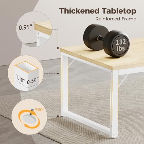 Mericonia 54 Inch Computer Desk, 1" Thick Large Office Table, Oak - Image 4