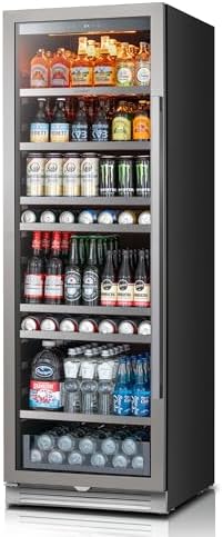 Ca'Lefort Beverage Refrigerator 24 Inch, 468 Cans Tall Fridge with Double Glass Door, Built-in or Freestanding Drink Cooler with Amber LED Light, Beverage Fridge for Kitchen Bar Office(Left-Hinged) by CaLefort