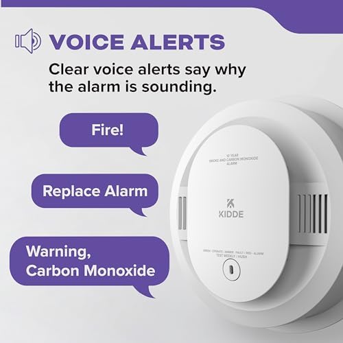 Kidde Smoke and Carbon Monoxide Detector, Hardwired with 10-Year Battery Backup, Voice Alerts, LED, 85 dB, 30CUA10-V, 1 Pack - Image 5