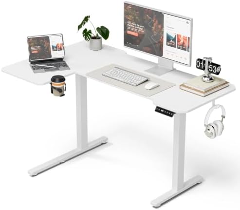 Acrolix L Shaped Electric Standing Desk,43x31.5 Reversible,White by Acrolix