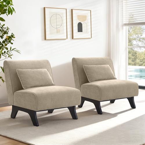 Armless Accent Chairs Set of 2 Upholstered Living Room Side Chairs - Image 3