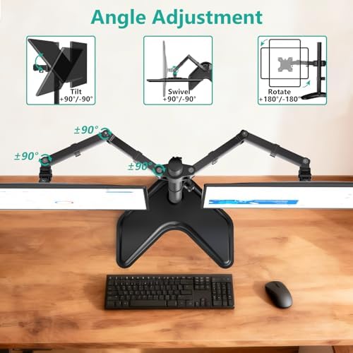 WALI Free Standing Dual Monitor Stand for 13-27 inch Screens,22 lbs per Arm - Image 3