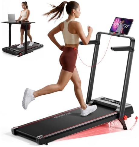 RHYTHM FUN Incline Walking Pad with Handle Bar, 37.5" Runng Belt, 300 LBS by RHYTHMFUN
