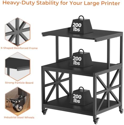 GreenForest Large Printer Stand with Wheels, 23.6"x18.9" Printer Table - Image 6