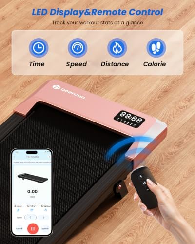 DeerRun Under Desk Walking Pad Treadmill for Home Office & Small Spaces, 6% Manual Incline, 0.6–3.8 MPH Walking Speed, 2.5 HP, 300 lb Capacity, App & Remote Control - Image 6