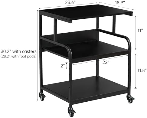 Fannova 23.6"x18.9"x30" Large Printer Stand with Adjustable Storage Shelf - Image 2