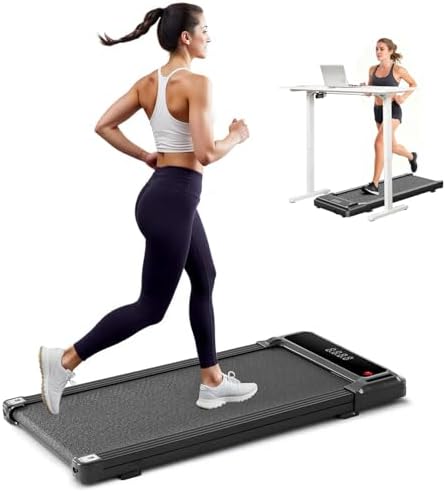 Compact Walking Pad Under Desk Treadmill, Portable Electric Walking Treadmill with Remote Control & LED Display for Home Office, Quiet Fitness Machine by Aidoly