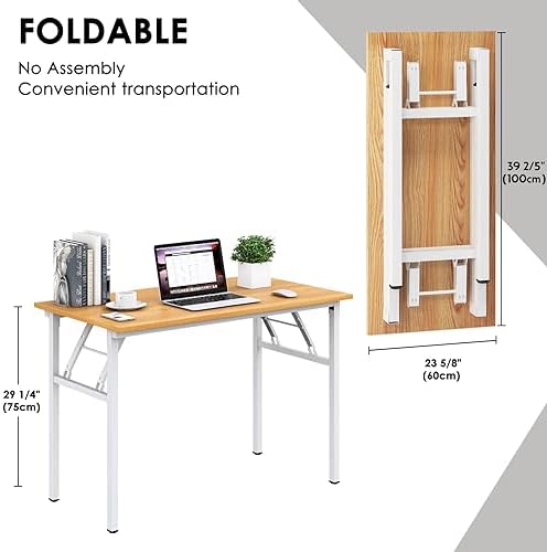 Need Office Computer Desk 39.3 Inch Sturdy Folding Laptop Table Teak - Image 3